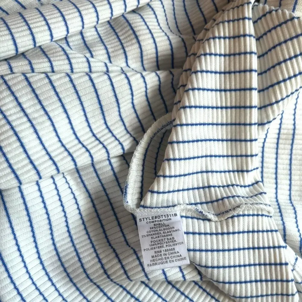 dRA Los Angeles Blue and White Striped Midi Dress - Size Med